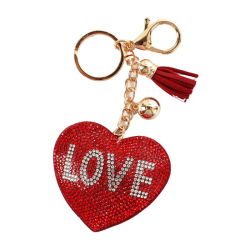 Rhinestones LOVE Heart  Key Chain