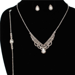 3 PCS Rhinestones Necklace Set