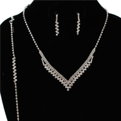 3 PCS Rhinestones Necklace Set