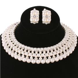 Pearl Choker Necklace Set