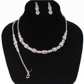 Rhinestone 3 Pcs Necklace Set