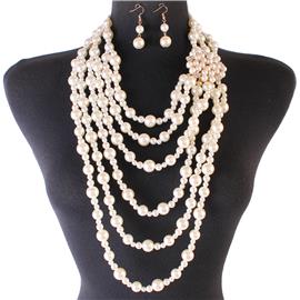 Fashion Long Pearl Necklace Set