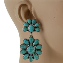 Turquoise Flower Dangling Earring