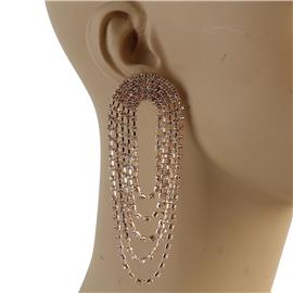 Rhinestones Oval Long Earring