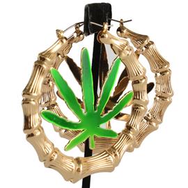 Metal Fashion Cannabis Hoop Earring