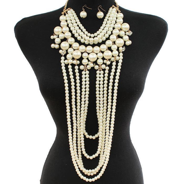 Long Pearl Necklace Set - DDFLimport.com (Wholesale Fashion Jewelry)