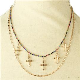 Metal Charm Cross Necklace