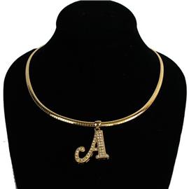 ""A" Monogram Omega Chain  Necklacle"