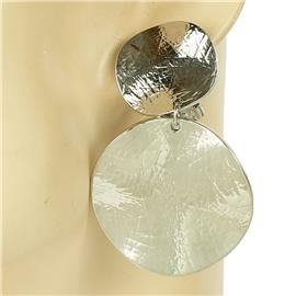 Metal Round Hammered Clip-On Earring