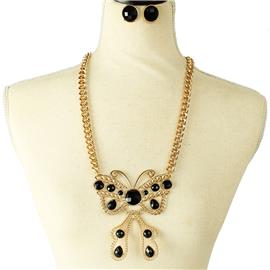 Link Chain Butterfly Necklace Set