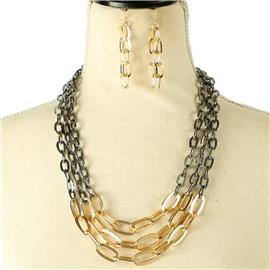 Metal Chain Multilayereds Necklace Set