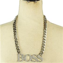 Metal Link Boss Necklace Set