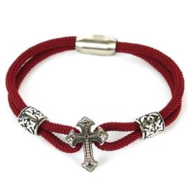 Cord Stainless Steel Cross Bracelet
