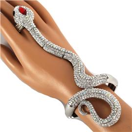 Crystal Snake Bracelet With Ring / Hand Chain
