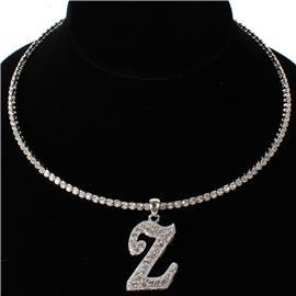 Z Crystal Monogran Pendant Choker Necklace