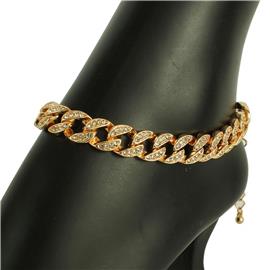 Metal Stones Link Chain Anklet