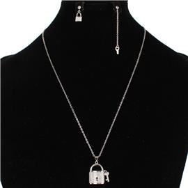 Stainless Steel Lock Necklace Set