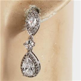 CZ Tear-Leaves Earring