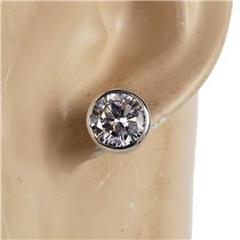 8mm CZ Bezel Stud Earring