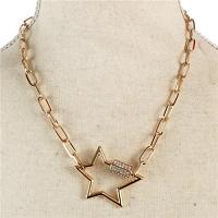 Metal Oval Chain Star Necklace