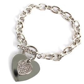 Metal Rolo Chain Heart Bracelet