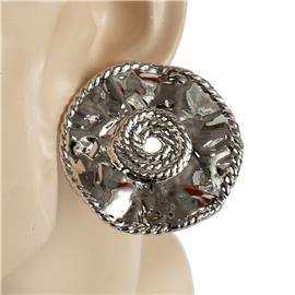 Metal Hammered Round Clip-On Earring