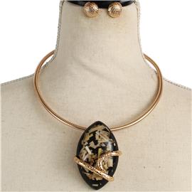 Fashion Drop Leaves Choker Necklace Set