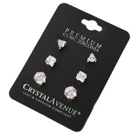 CZ Triangle Three Pairs Earring