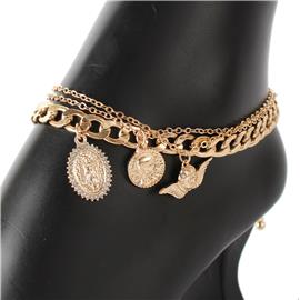 Metal Multi Chain Charms Anklet