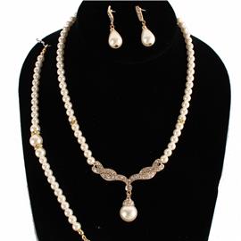 Pearl 3 Pcs Necklace Set