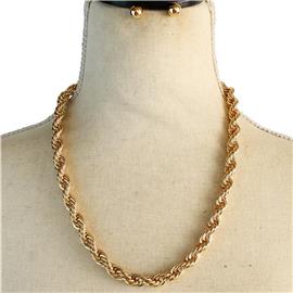 Metal Twist Chain Necklace Set