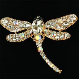 Crystal Dragonfly Brooch