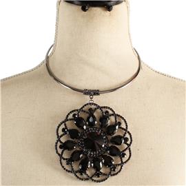 Choker Drop Flower-Teardrop Necklace Set