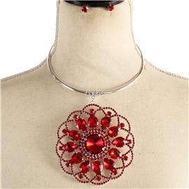 Choker Drop Flower-Teardrop Necklace Set
