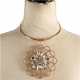 Choker Drop Flower Necklace Set