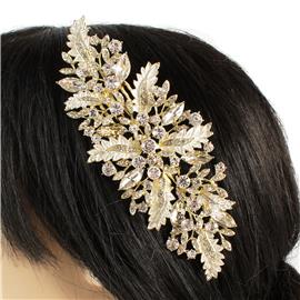 Metal Crystal Leaf Hair Comb