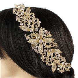 Metal Crystal Leaf Hair Comb