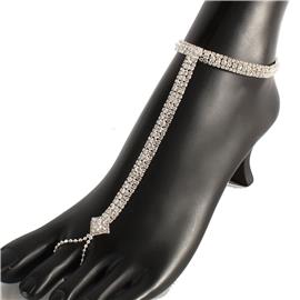 Rhinestones Casting Anklet With Ring