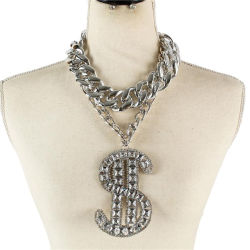 $ Charm Stones Long Necklace Set